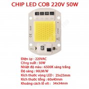 Chip LED COB siêu sáng 220V 50W sáng trắng Chip LED COB siêu sáng 220V 50W sáng trắng